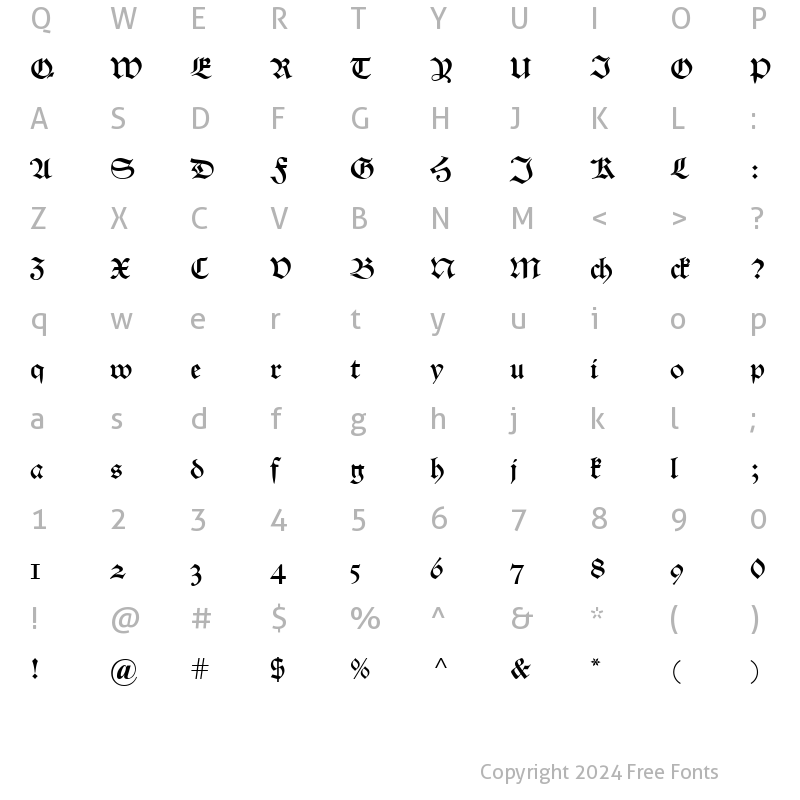 Character Map of Alte Schwabacher OSF Regular