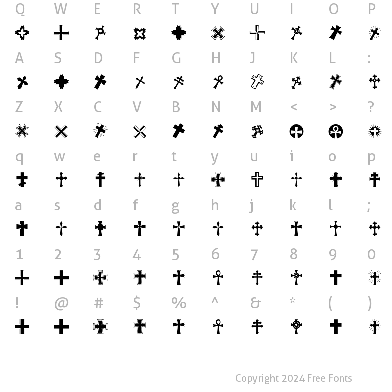 Character Map of Altemus Crosses Regular