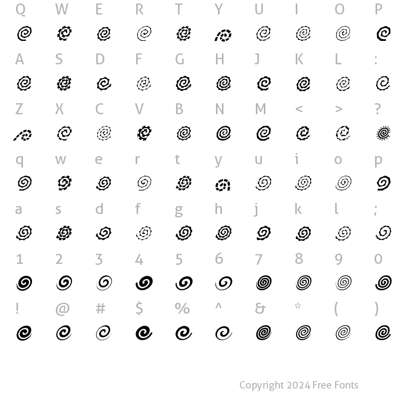 Character Map of Altemus Spirals Italic