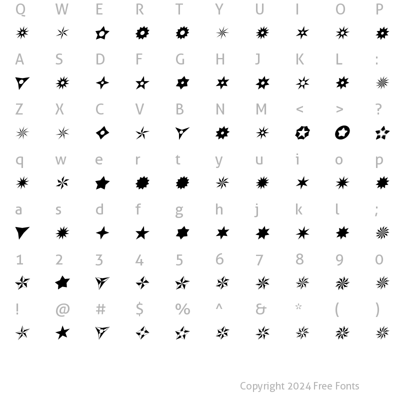 Character Map of Altemus Stars Italic