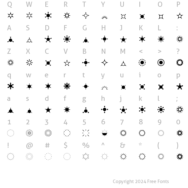 Character Map of Altemus Suns Bold