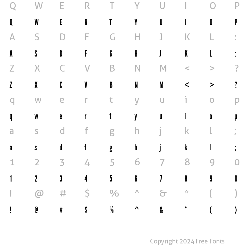 Character Map of Alternate Becker 1 Regular