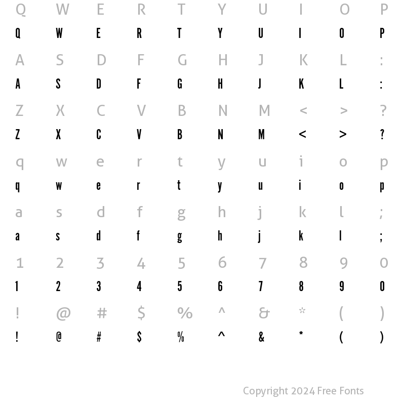 Character Map of AlternateGothicEF NoOne Regular