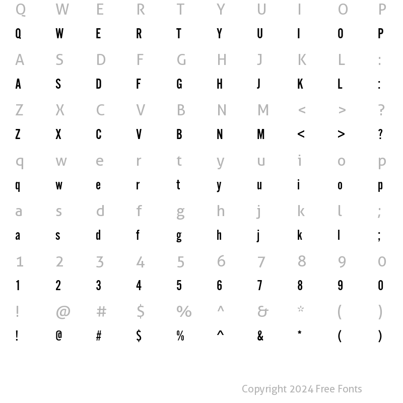 Character Map of AlternateGothicEF NoTwo Regular