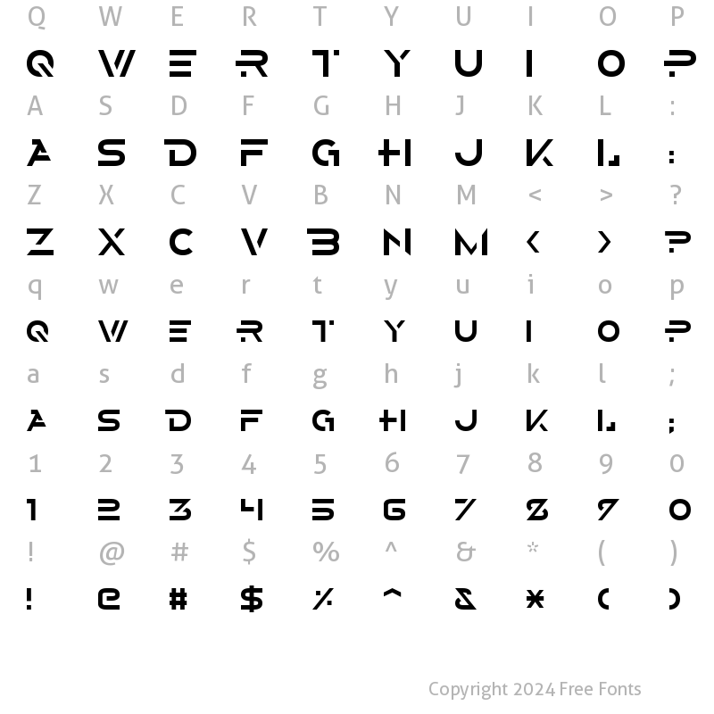 Character Map of Alternity Regular