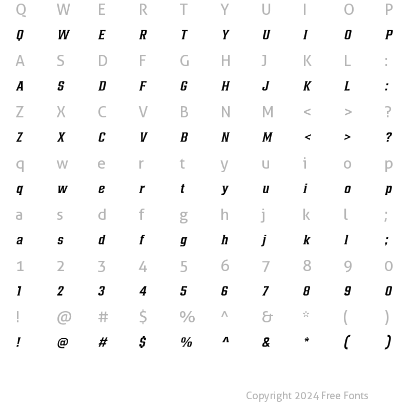 Character Map of AlterousText Italic