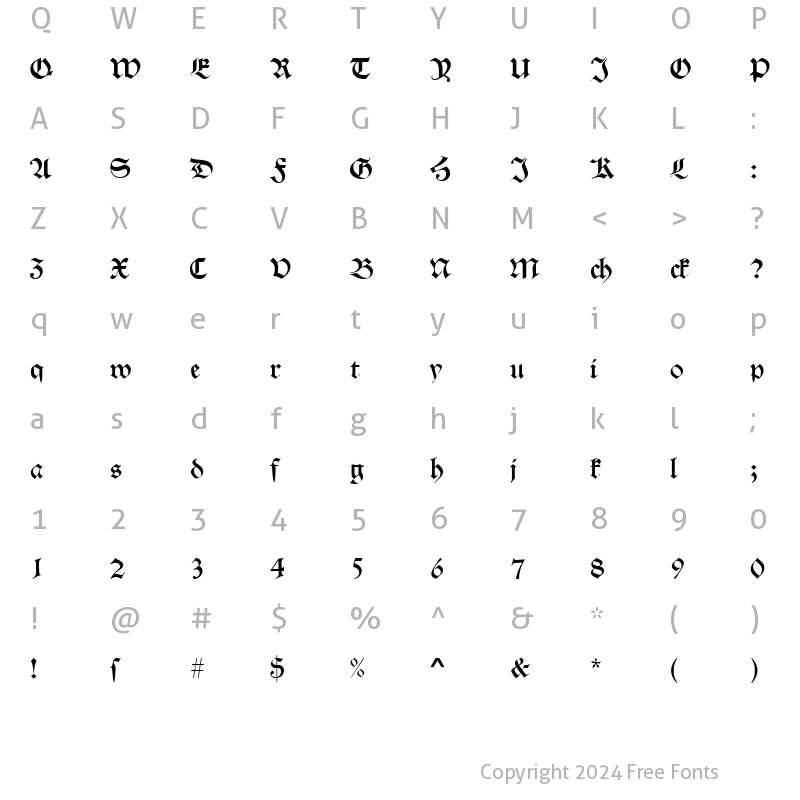 Character Map of AlteSchwabacher Regular