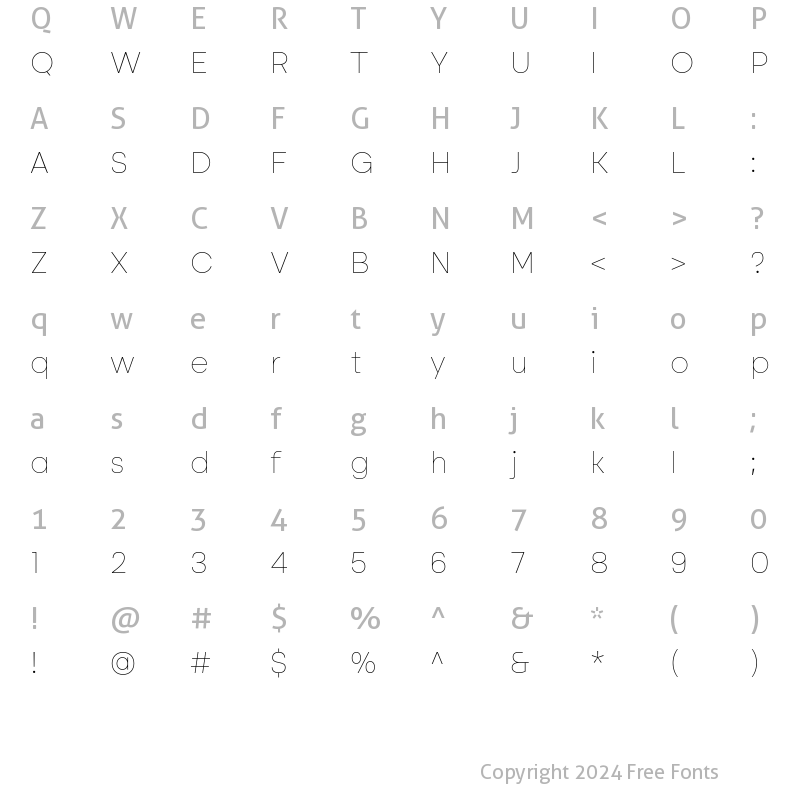 Character Map of Altone Thin