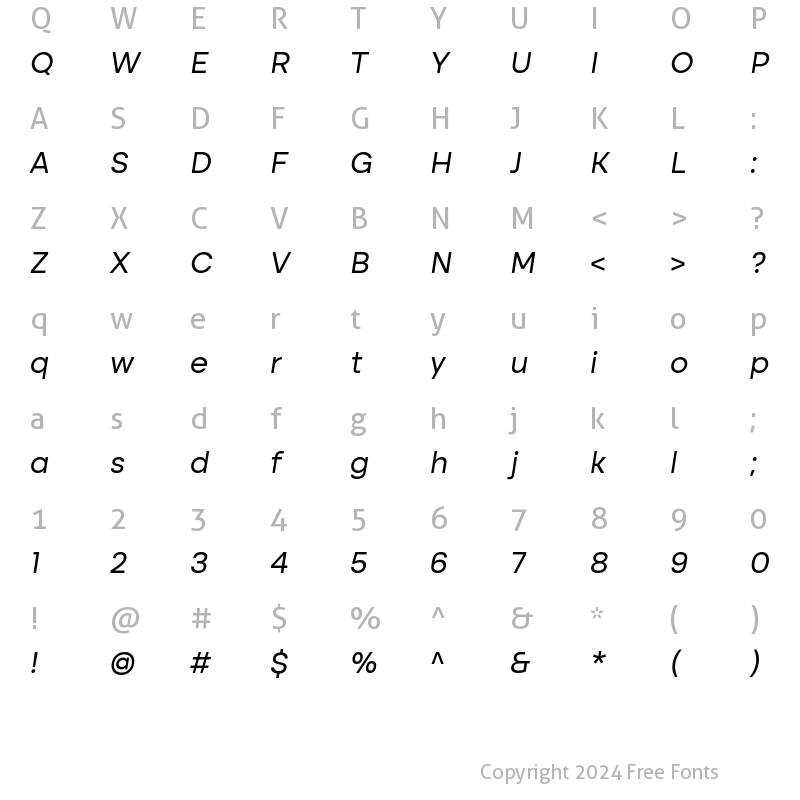 Character Map of Altone Variable Oblique