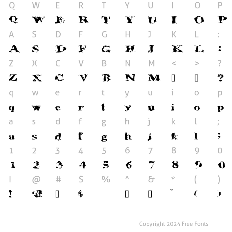 Character Map of AluminumShredExtended Regular