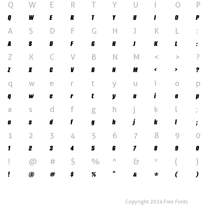 Character Map of Alumni Sans Black Italic