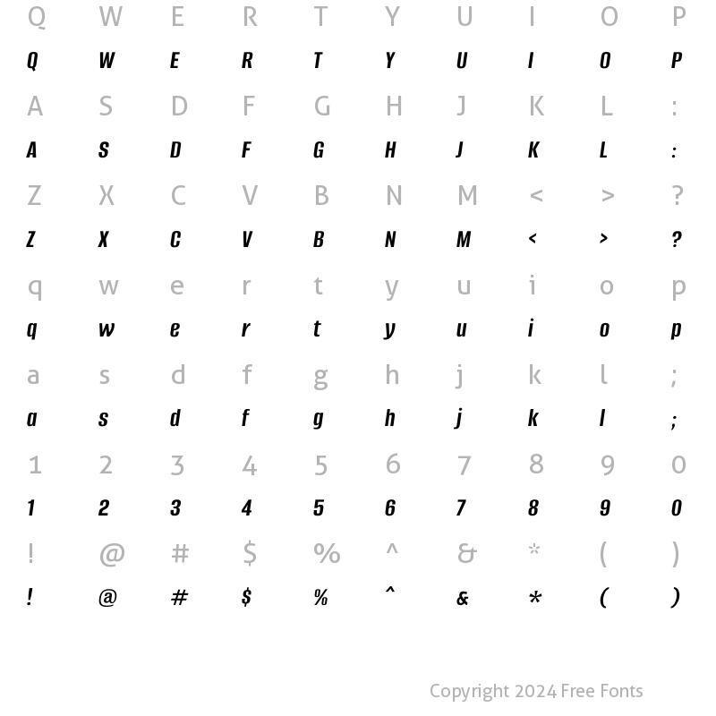 Character Map of Alumni Sans Bold Italic