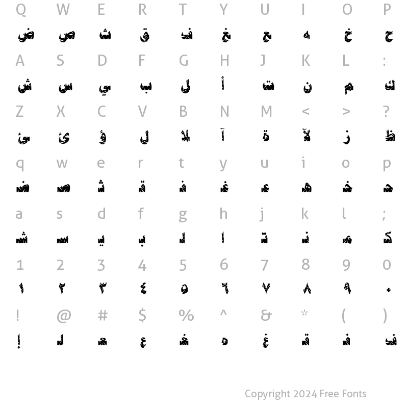 Character Map of ALW Cool Jeddah Slit. Normal