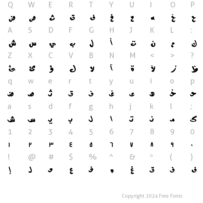 Character Map of ALW Cool Modern. Normal