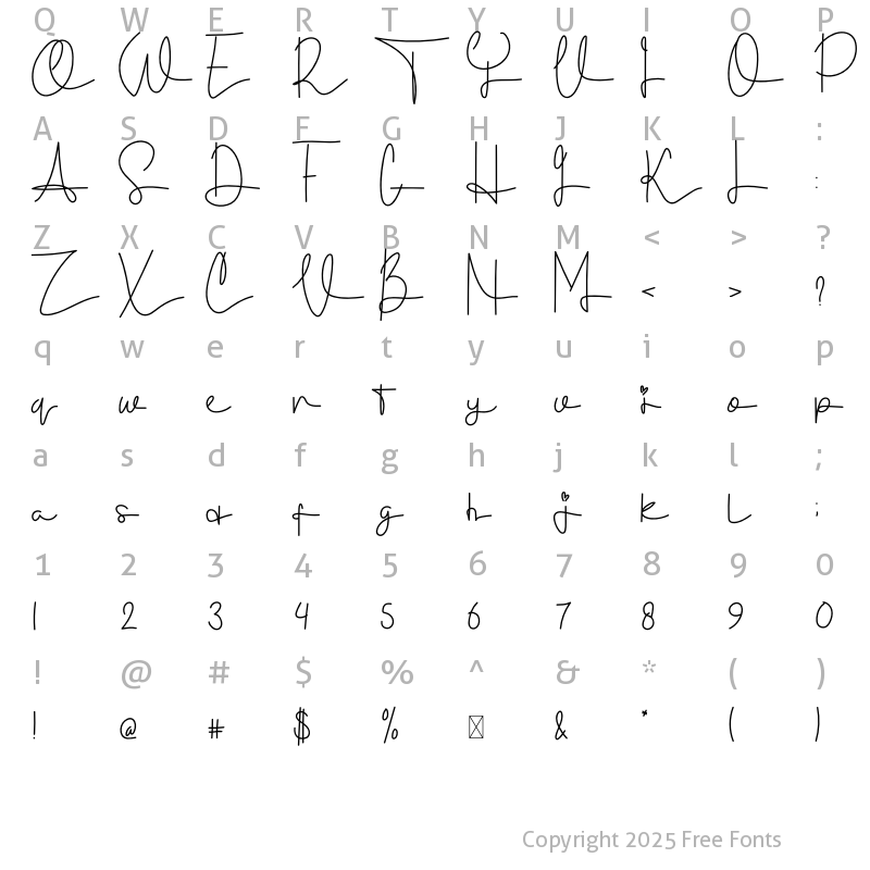 Character Map of Always Together Regular