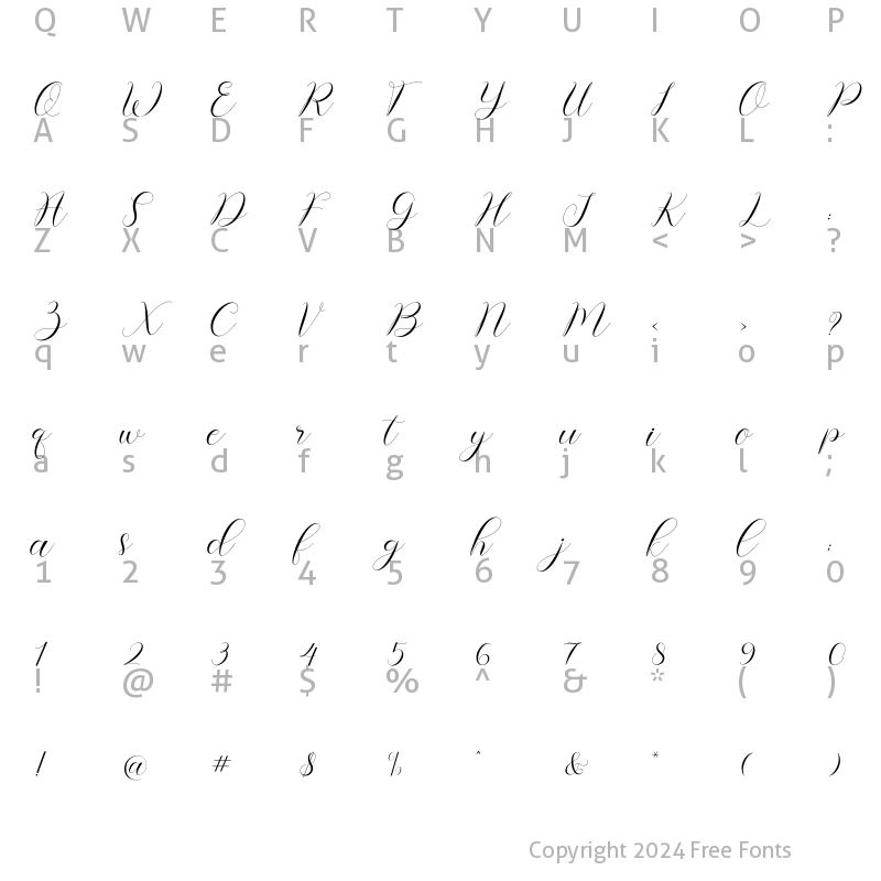 Character Map of alyana Regular