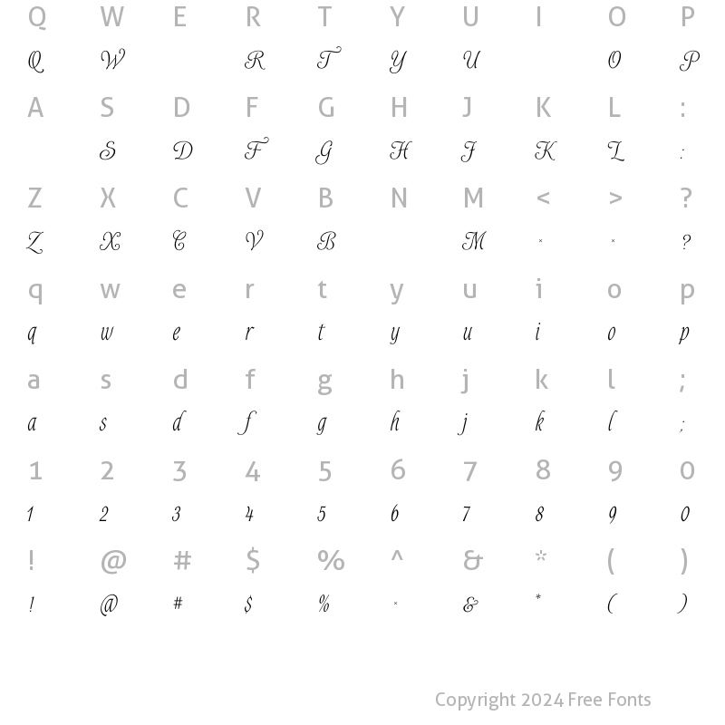 Character Map of AlysLight Regular