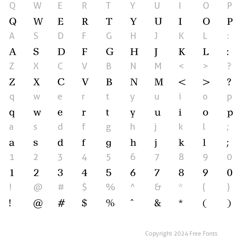 Character Map of Alyssa Opti Regular