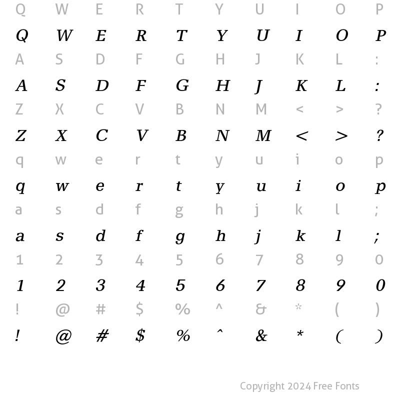 Character Map of AlyssaOpti Italic