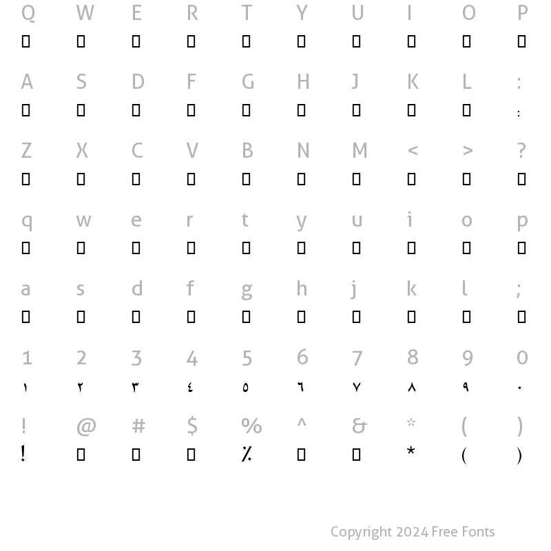 Character Map of AM-ZAIN ORIGINAL Regular