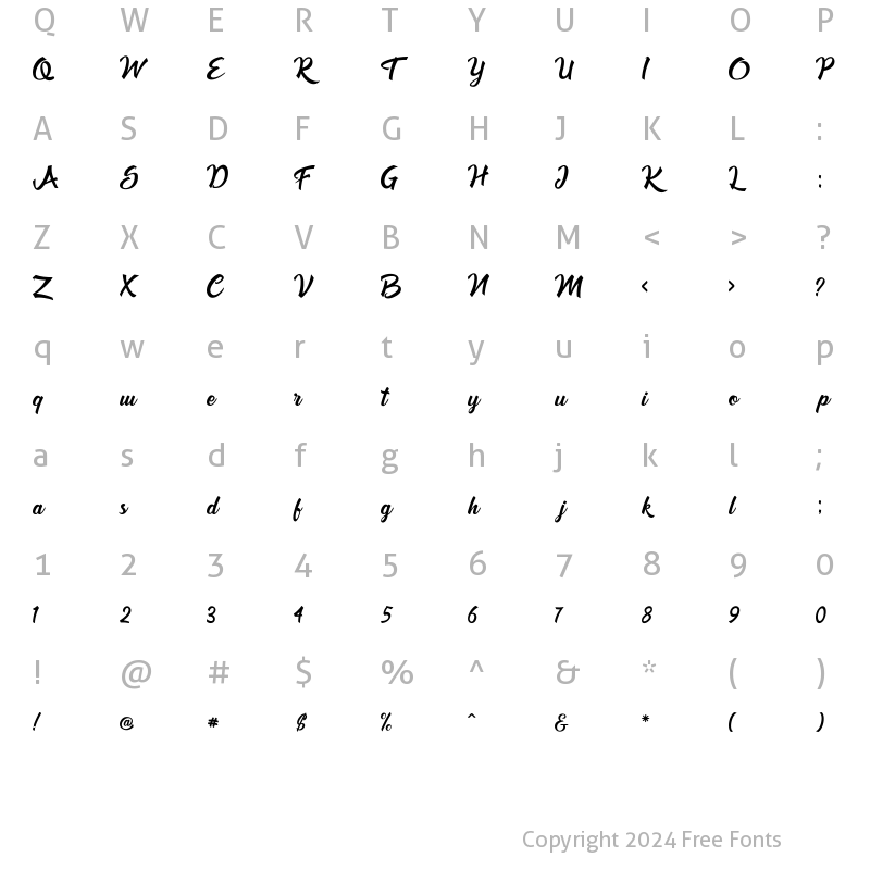 Character Map of Amaliani Bold