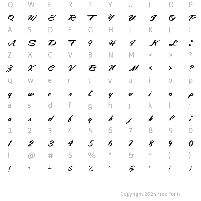 Character Map of AmalieScriptSSK Regular