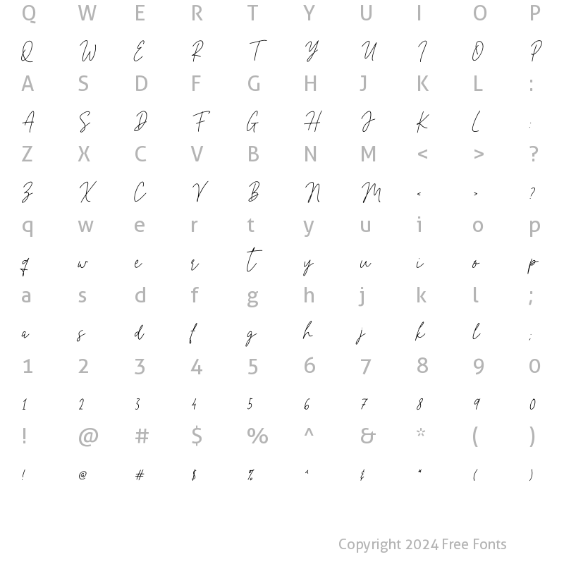 Character Map of Amarllis Italic