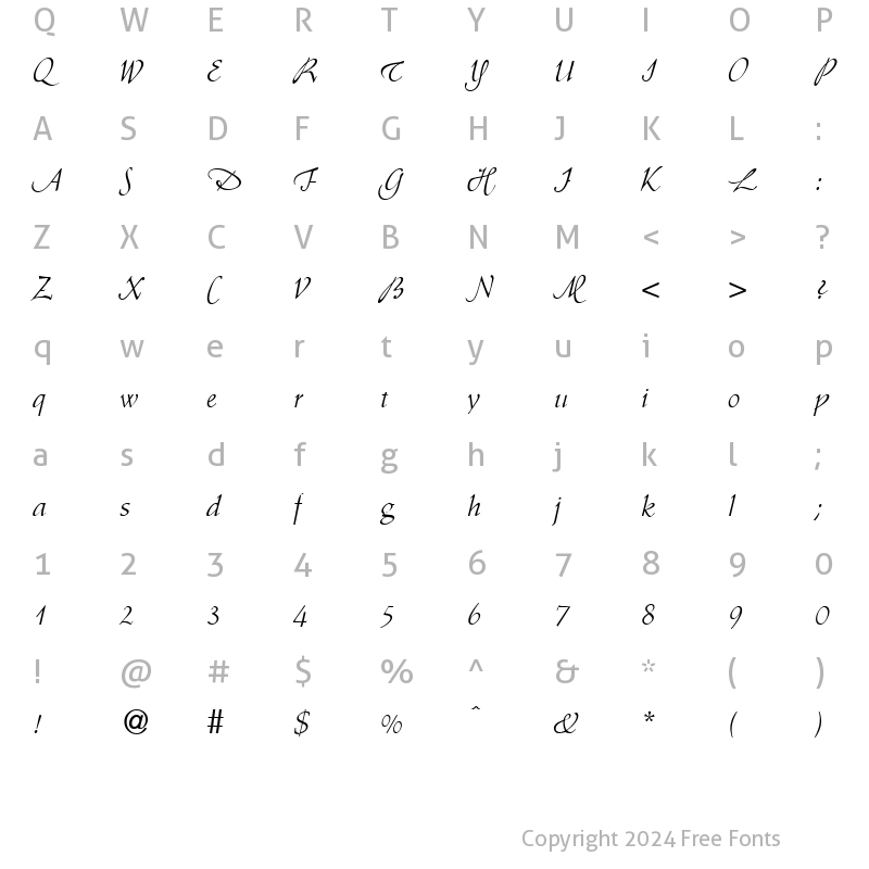 Character Map of AmaryllisSwash DB Regular