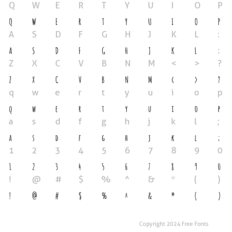 Character Map of Amatica SC Bold