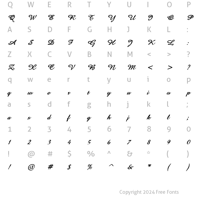 Character Map of Amaze D Bold Italic