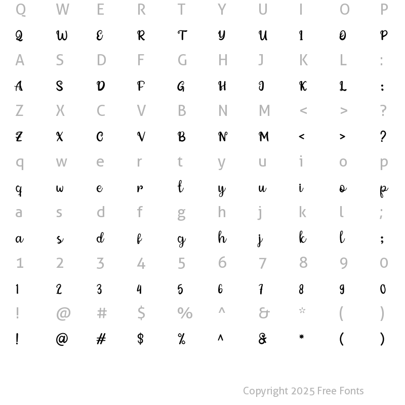 Character Map of Amazing Qukers Regular