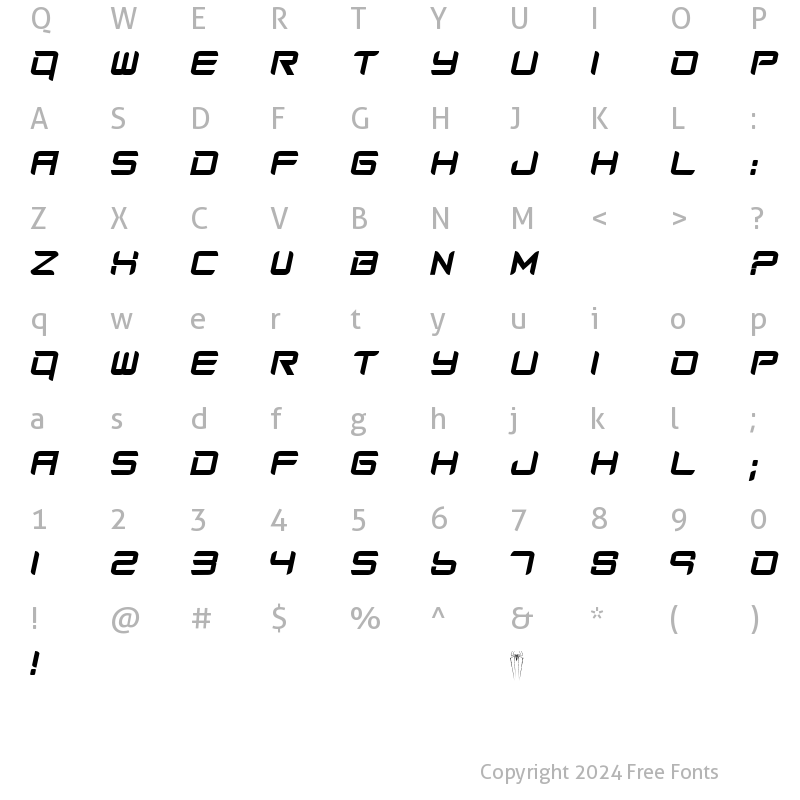 Character Map of Amazing Spider Man slant Regular