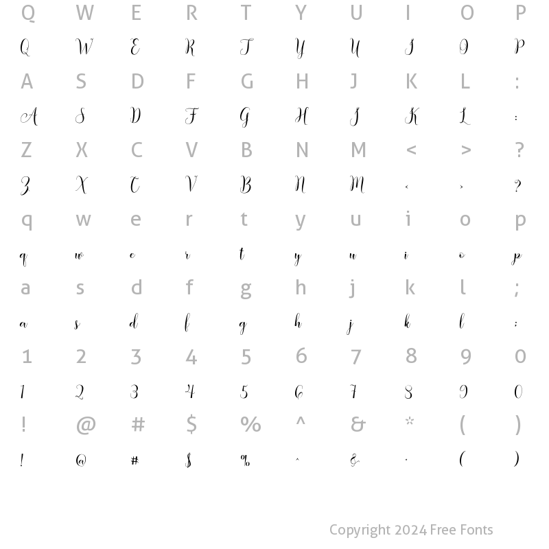 Character Map of Amberland Script Regular