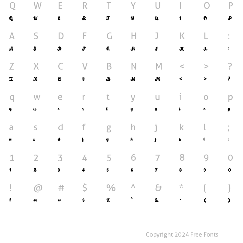 Character Map of Amberlion Regular