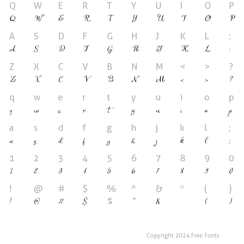 Character Map of Ambleside Italic