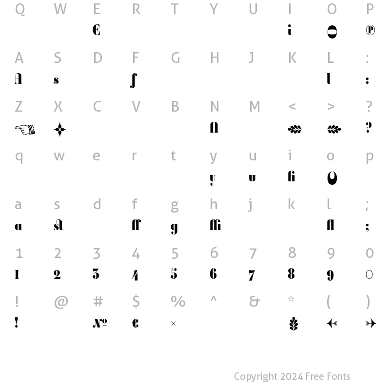 Character Map of Ambroise Firmin Alternates Blac Regular