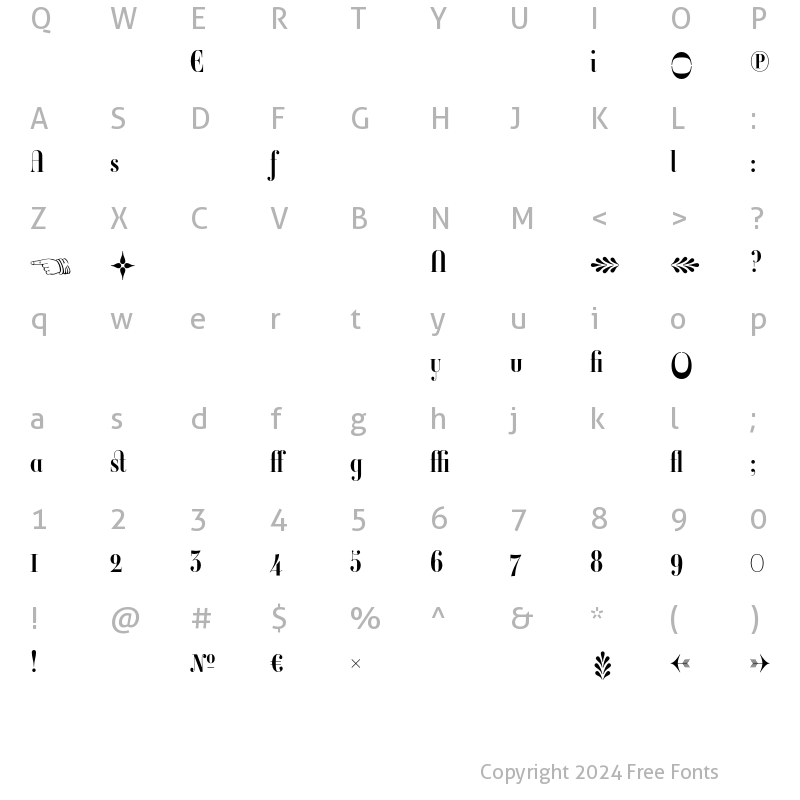 Character Map of Ambroise Firmin Alternates Demi Regular