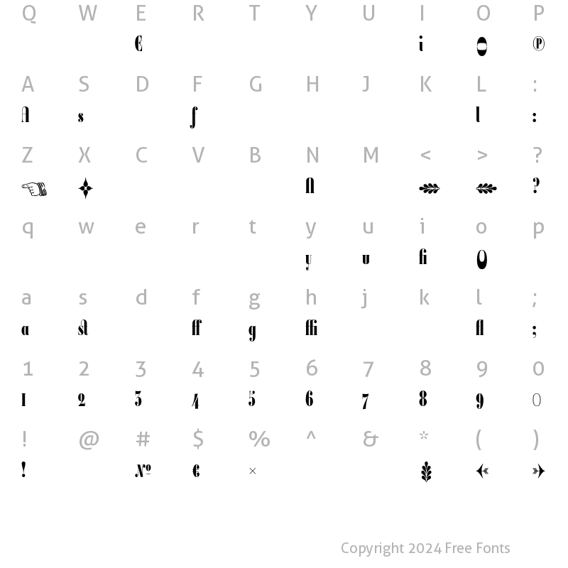 Character Map of Ambroise Francois Alternates Bl Regular