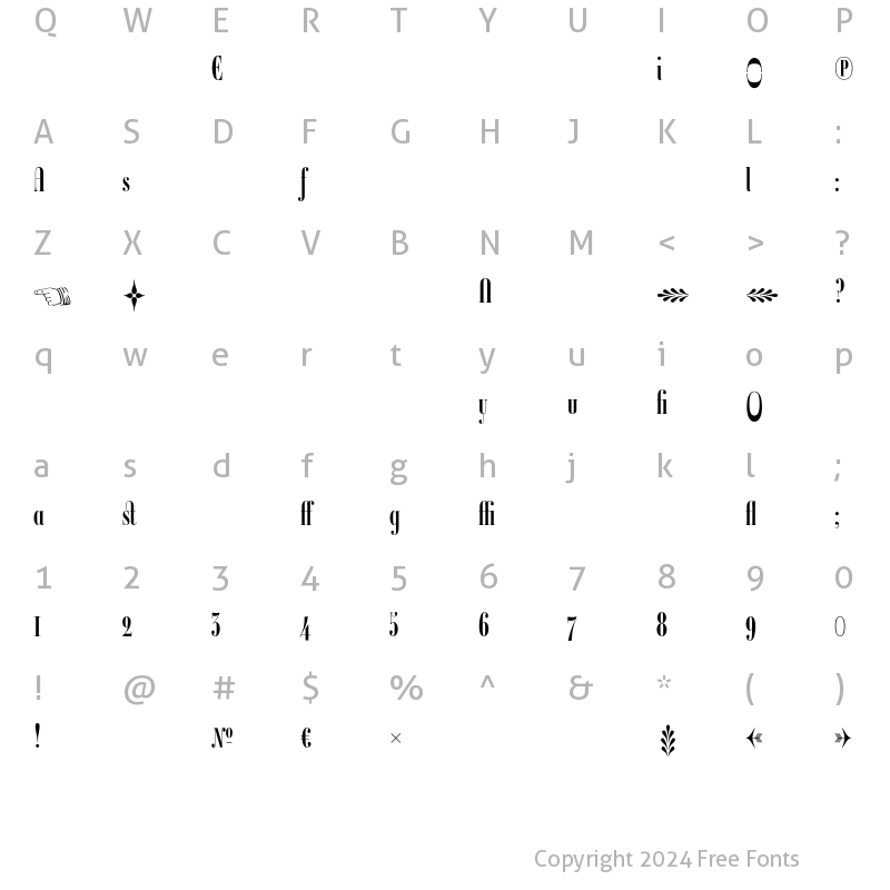 Character Map of Ambroise Francois Alternates De Regular