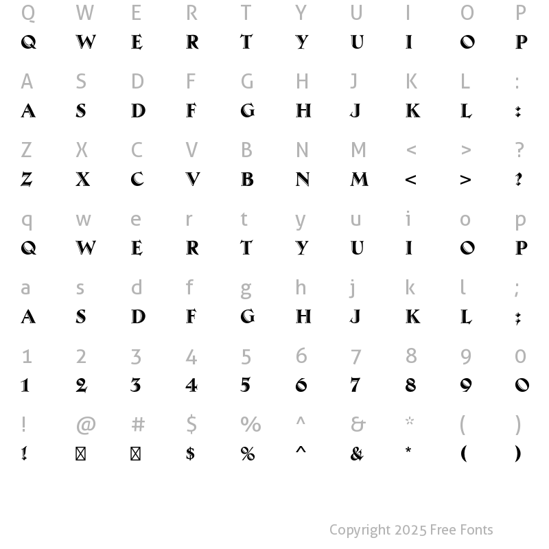 Character Map of Ambrose Std Regular