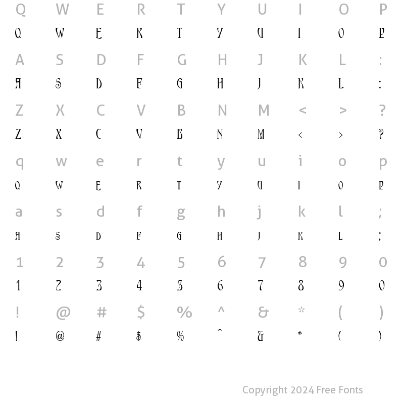 Character Map of AmbrosiaClassic Regular