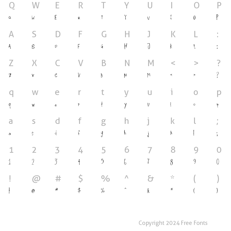 Character Map of AMC_Quirky Regular