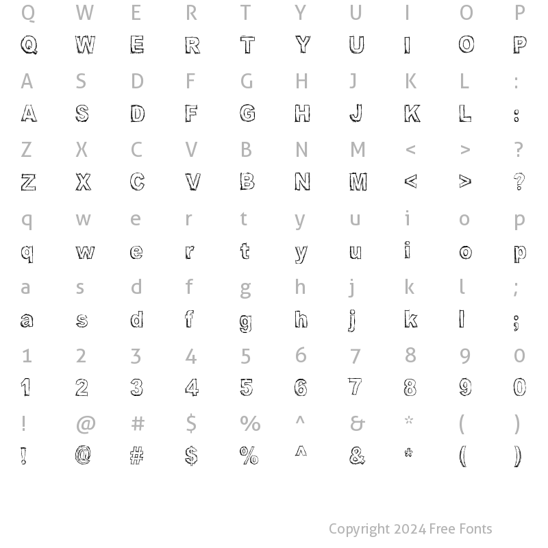 Character Map of AMC_SketchyOutlines Regular