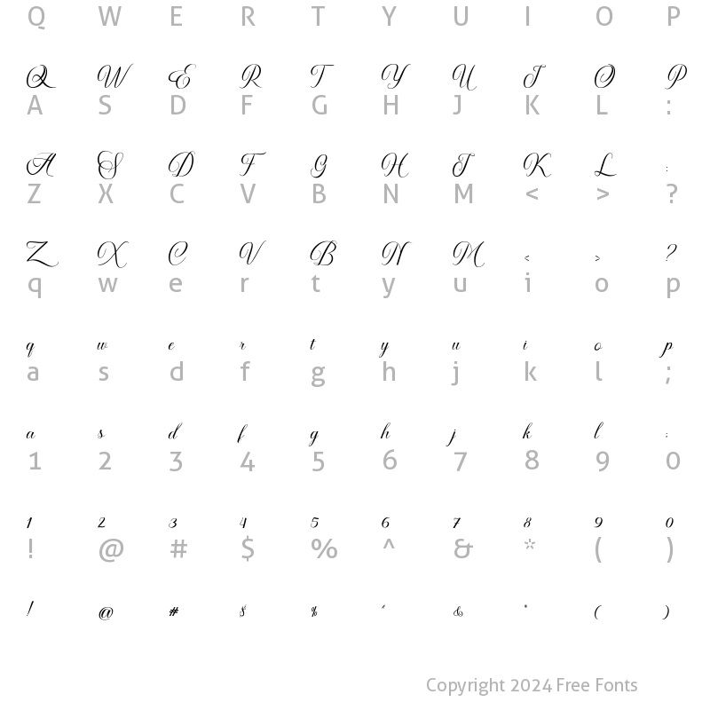 Character Map of Amealnia Regular