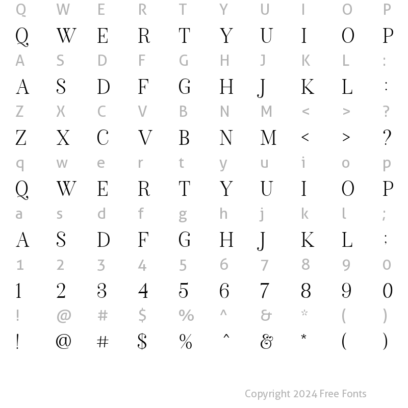 Character Map of American Favorite Serif Regular