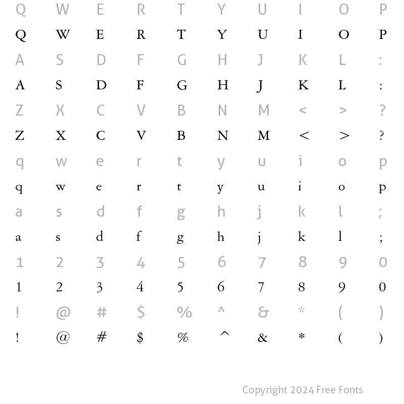 Character Map of American Garamond Regular