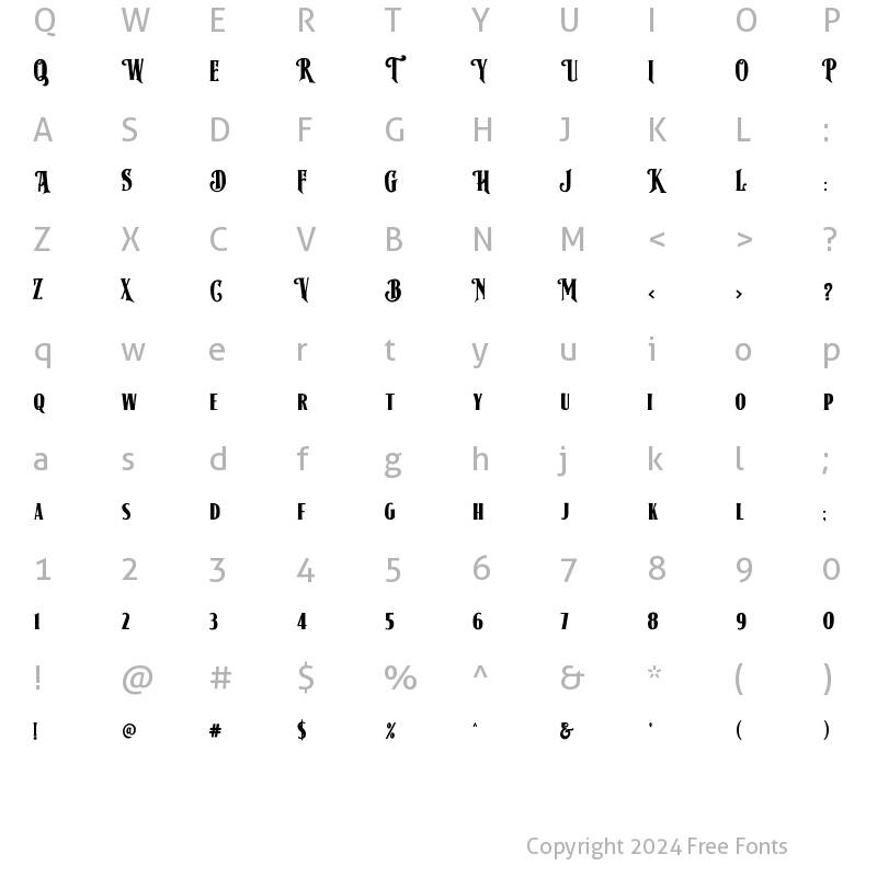 Character Map of American Label Regular