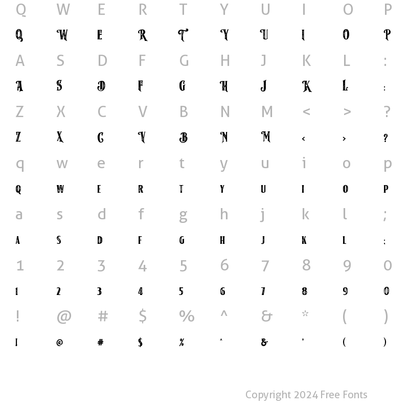 Character Map of American Label Rough Regular