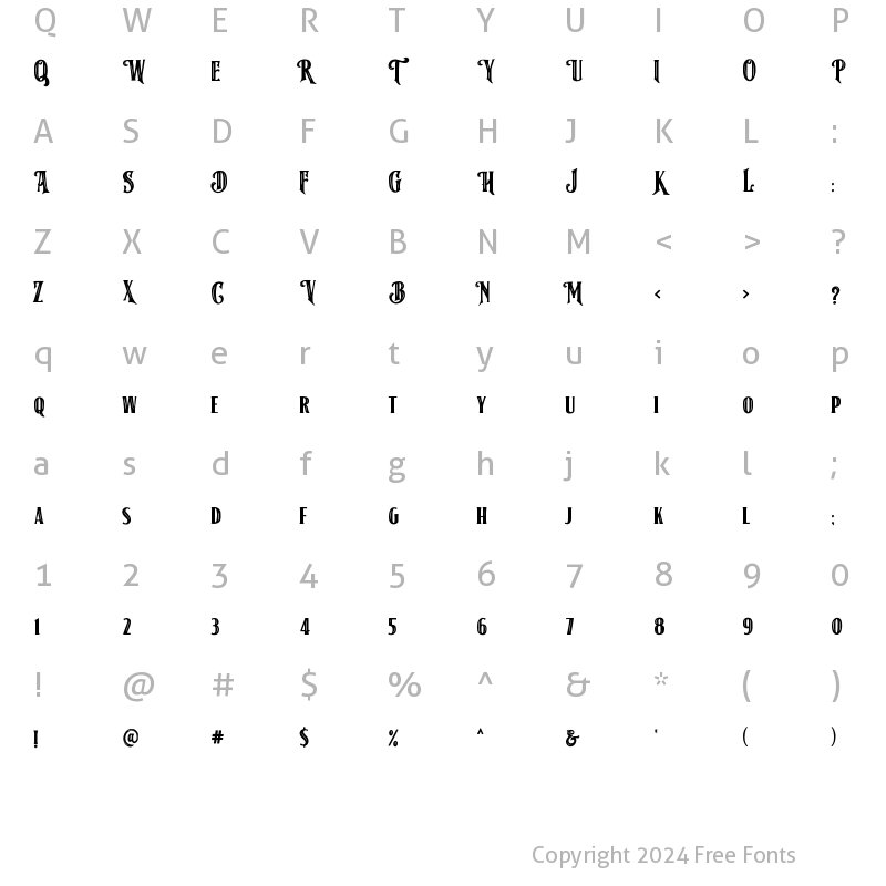 Character Map of American Label Strip Regular