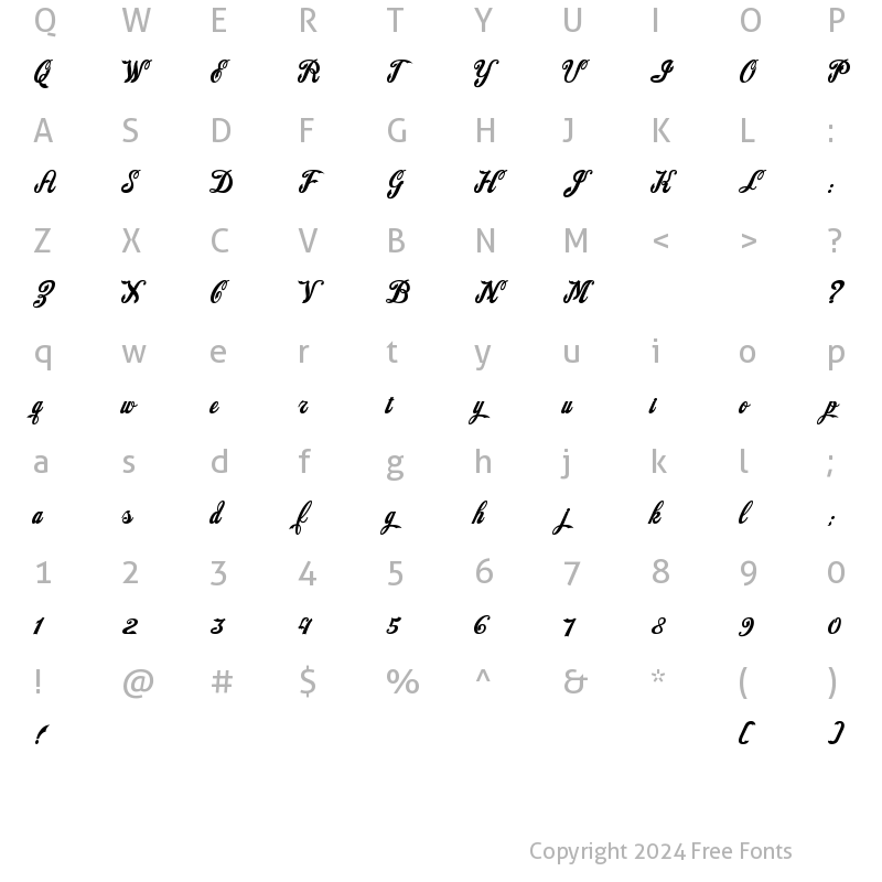 Character Map of American Pop Plain Regular